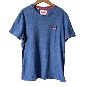 Vintage SuperDry Men’s Orange Label Blue Tee 2XL